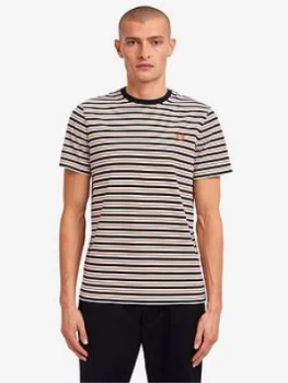 Image of Fred Perry Fine Stripe T-Shirt - Snow White, Snow White, Size S, Men