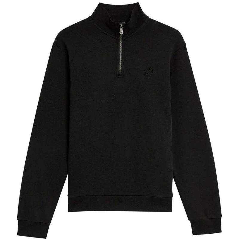 Image of Lyle and Scott Tonal quarter Zip Top - Black S