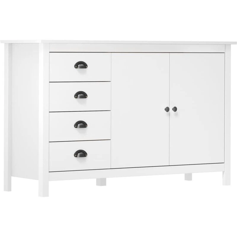 Image of VIDAXL Sideboard Hill White 130x40x80cm Solid Pine Wood Vidaxl 8719883909981