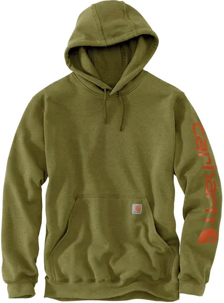Image of Carhartt Midweight Sleeve Logo Hoodie, green-brown, Size M