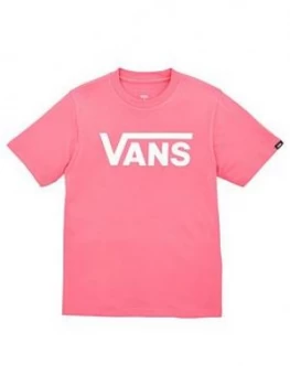 Image of Vans Classic Flying V Logo Short Sleeve T-Shirt - Pink/White