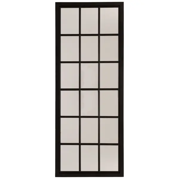Image of Tall Black Wooden Window Mirror