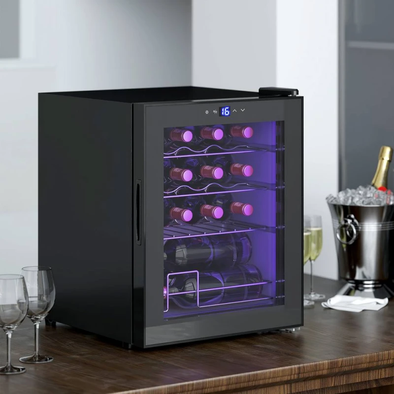 Image of HOMCOM 16 Bottle Wine Cooler with Adjustable Temperature Control, Black Unisex