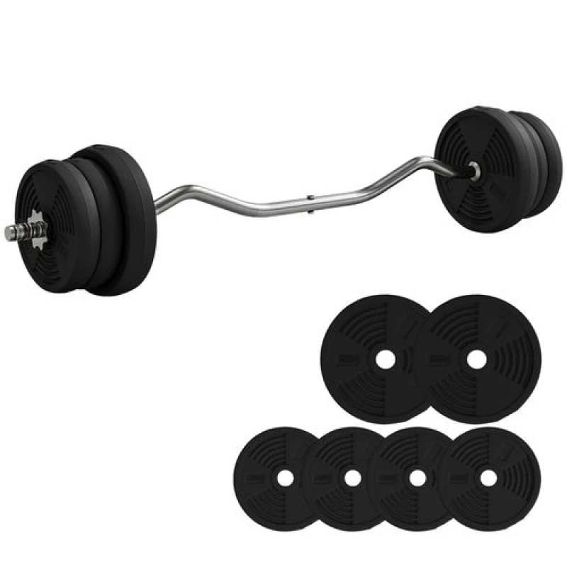Image of Sportnow 25Kg Adjustable Barbell Weights Set For Home Gym Strength Training, Black A91-344V01BK