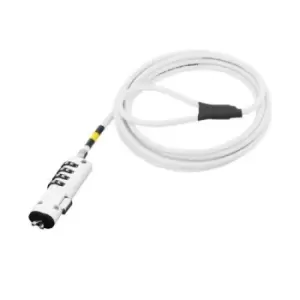 Image of Mobilis 001332. Product colour: White Best uses: Notebook Lock type: Key. Cable length: 1.8 m Cable diameter: 4mm Weight: 138 g. Quantity per pack: