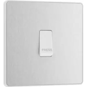 Image of BG Evolve Brushed Steel (White Ins) Single Press Switch, 10A in Silver