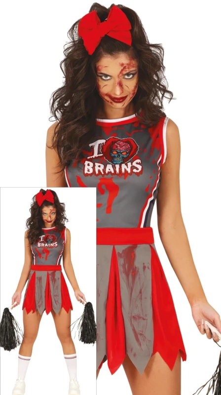 Image of Fiestas Guirca Fancy Dress Adult Zombie Cheerleader in Red Size: Medium Red Unisex M