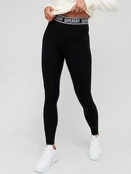 Image of Superdry Logo Tape Legging - Black, Size 8, Women