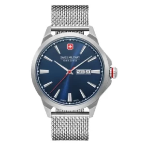 Image of Swiss Military Stainless Steel Mesh Bracelet Watch with Navy Blue Dial