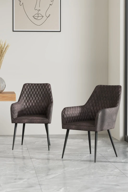 Image of More4Homes Ella Technology Fabric Dining Chair Set Of 4 Brown