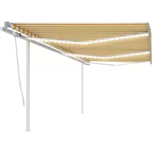 Image of Vidaxl - Manual Retractable Awning with LED 6x3.5 m Yellow and White Yellow