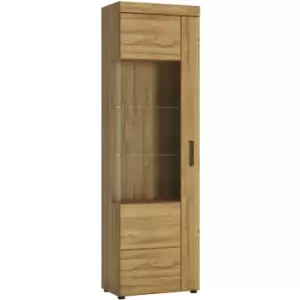 Image of Cortina Tall glazed display cabinet (LH) in Grandson Oak - Grandson Oak