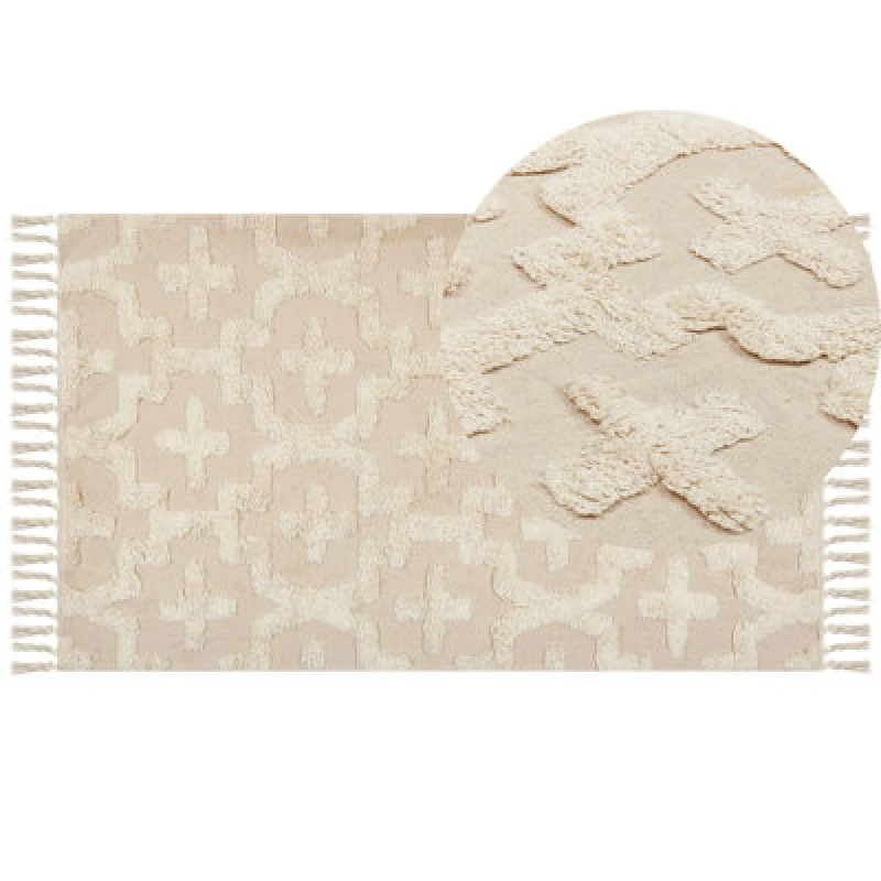 Image of Beliani Rug Itanagar Beige 80 X 150 Cm Cotton