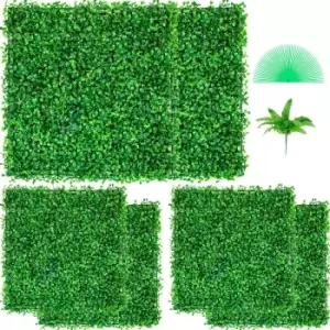 Image of Artificial Boxwood Panel Boxwood Hedge Wall Panels 6pcs 20x20" Garden Decor Diy