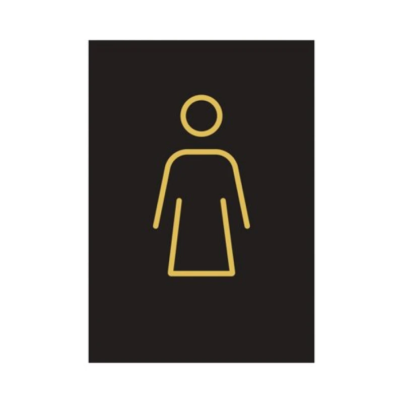Image of Female Toilet Sign Rigid Plastic 105x150mm Black/Gold Y6698802