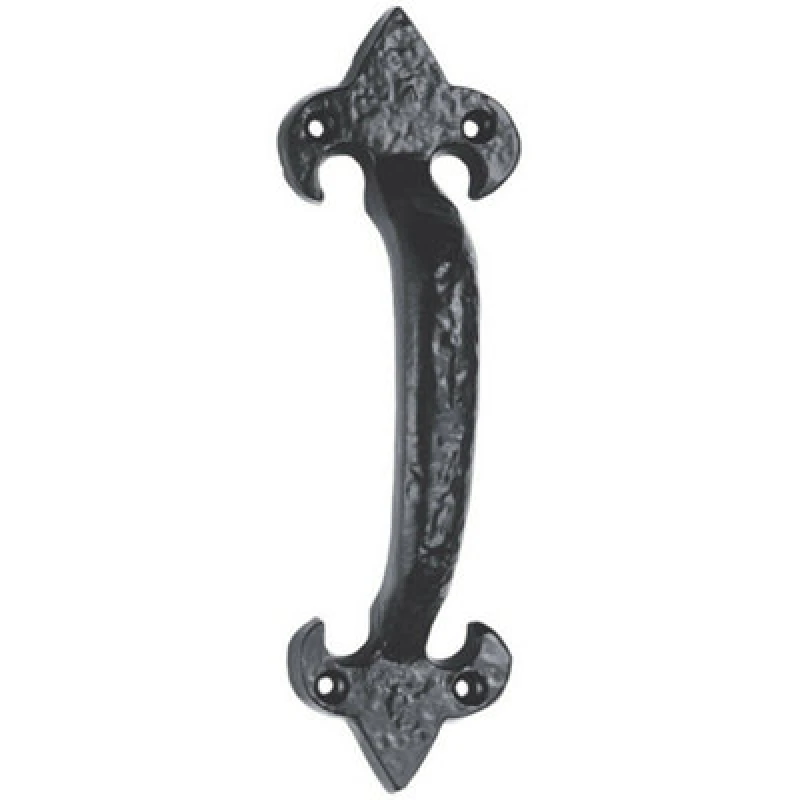 Image of Loops Traditional Forged Iron Pull Handle 180 x 52mm Black Antique Door Handle Black unisex