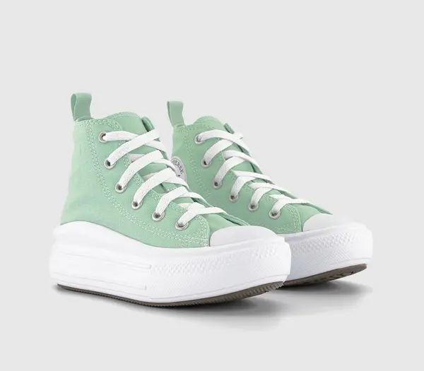 Image of Converse Kids All Star Move Youth Trainers Sticky Aloe White Black, 2