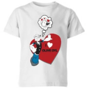 Image of Popeye I Love Olive Oyl Kids T-Shirt - White - 9-10 Years