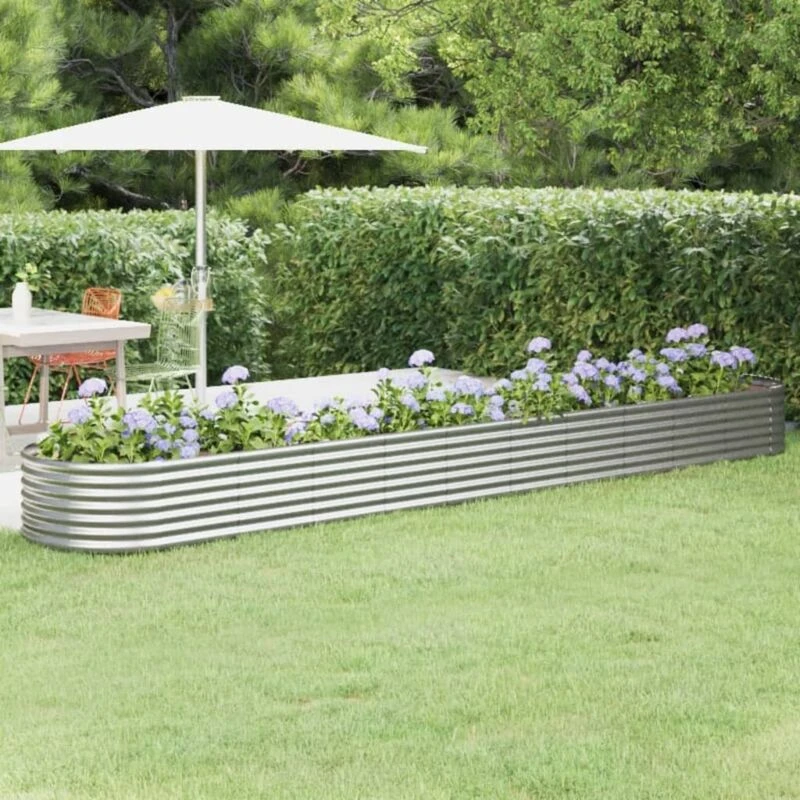 Image of VIDAXL Garden Raised Bed Galvanised Steel 440x80x36cm Silver Vidaxl 8720286856406