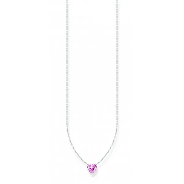 Image of Thomas Sabo Sterling Silver Basics Pink Zirconia Necklace KE2211-051-9