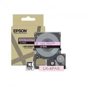 Image of Epson LK-4PAS Gray on Soft Pink Tape Cartridge 12mm - C53S672103