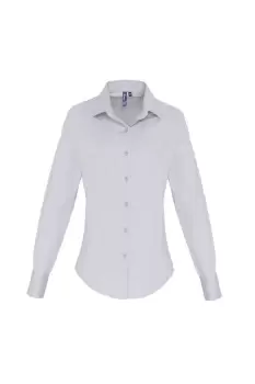 Image of Stretch Fit Poplin Long Sleeve Blouse