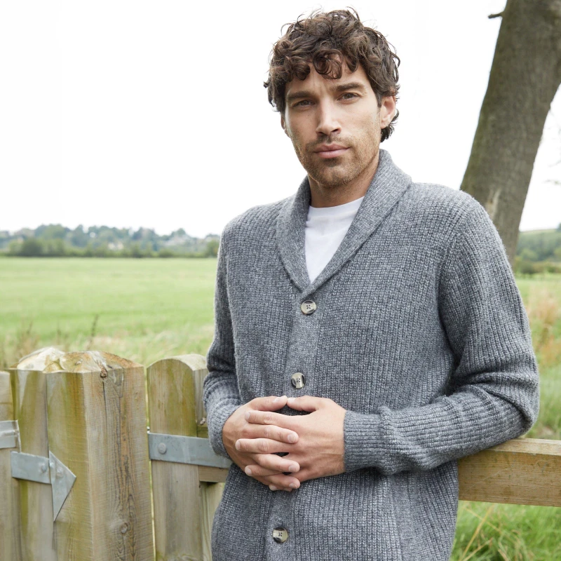 Image of Threadbare 'Needham' Shawl Collar Cardigan Charcoal