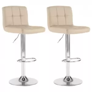 Image of Neo Cream Faux Leather Bar Stools With Polished Chrome Legs Set Of Two