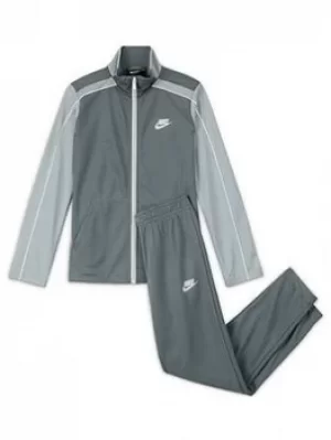 Image of Boys, Nike Unisex Nsw Futura Poly Cuff Tracksuit, Grey, Size S=8-10 Years