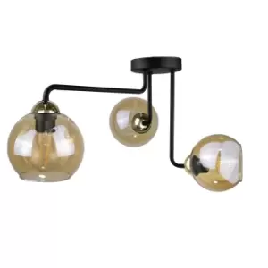 Image of Monde Multi Arm Semi Flush Ceiling Light Gold, 50cm, 3x E27