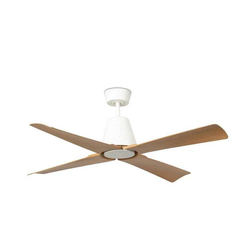 Image of Netlighting Typhoon Medium 3000K LED White Wood IP44 DC Ceiling Fan 6 Speed White Unisex