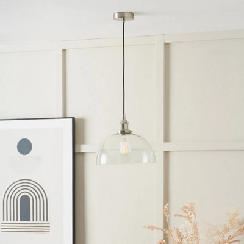 Image of Pacific Lifestyle Ceiling Light Antique Silver Metal And Glass Dome Pendant