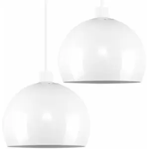 Image of Minisun - 2 x Arco Ceiling Pendant Light Shades Domed Lampshades - White - No Bulb
