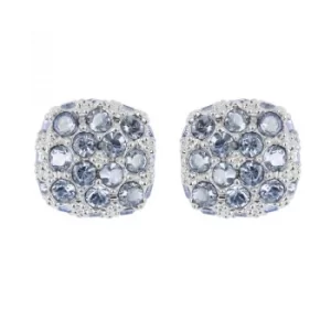 Image of Ladies Adore Silver Plated Pave Cushion Earrings