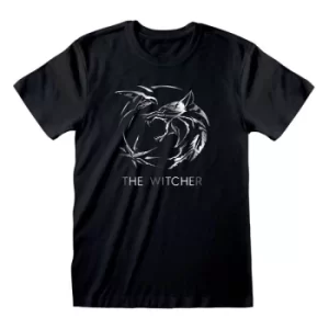 Image of The Witcher T-Shirt Silver Ink Logo Size M