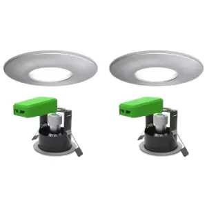Image of 4lite WiZ Connected Smart LED Fire Rated Downlight IP65 GU10 Satin Chrome WiFi/Bluetooth Twin Pack, Satin Chrome