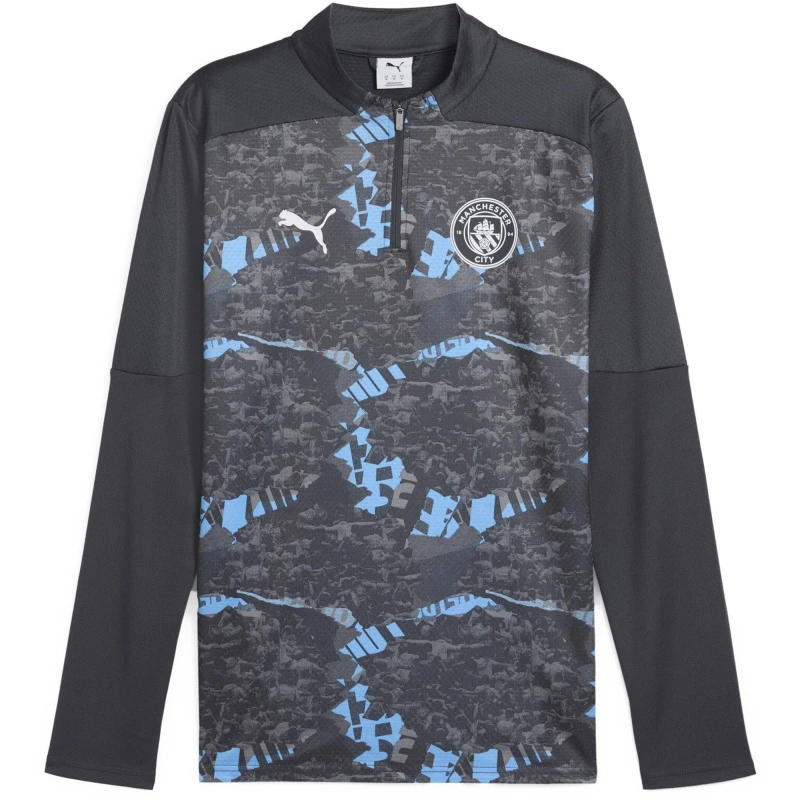 Image of Puma Manchester City Pre Match Quarter-Zip Top 2024 2025 Adults Grey Cool/Grey male XS