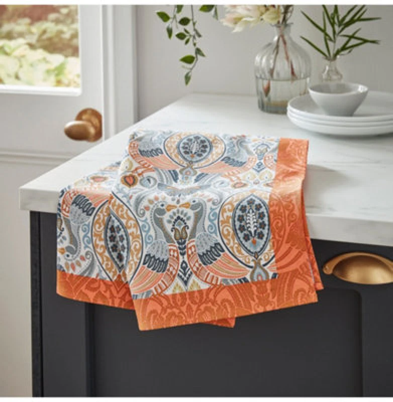 Image of Ulster Weavers 'Cotswold' Graphic Print 100% Cotton Tea Towel Orange