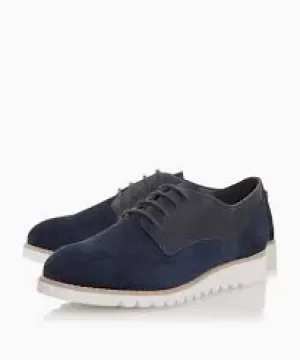 Image of Dune Navy Leather 'Flinch' Lace-Up Shoes - 3