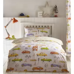 Image of Cars Transport Toddler Junior Duvet Cover Set Reversible Bedding Childrens Boys Bedroom - Multicoloured