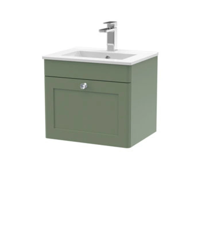Image of nuie 500mm Wall Hung 1 Drawer Vanity & Basin 2 - Satin Green CLC891C