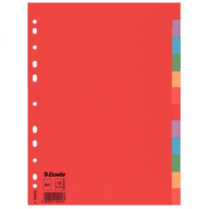 Image of Esselte 100202 A4 Multi-Punched Subject Dividers with 12 Tabs (11 holes)
