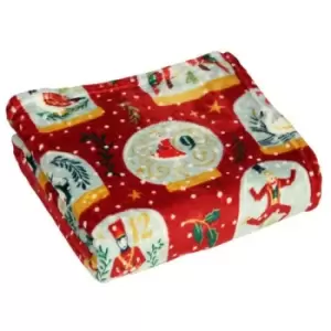 Image of Twelve Days of Christmas Fleece Throw (One Size) (Red) - Red - Furn