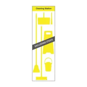 Image of Shadow Board Cleaning Station with Lean Stand, Board Only with Hooks, Style B Yellow, (610mm x 2000mm)