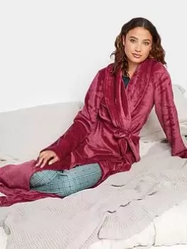 Image of Long Tall Sally Stitch Detail Shawl Collar Maxi Robe, Red, Size 10-12, Women