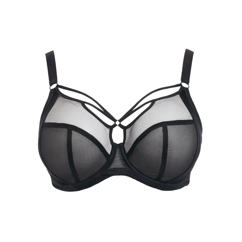Image of Elomi Womens Sachi Side Support Plunge Bra in Black Size: 38FF Black Female 38FF