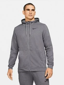 Image of Nike Train Dri-FIT Fleece Zip Hoodie - Dark Grey, Size S, Men