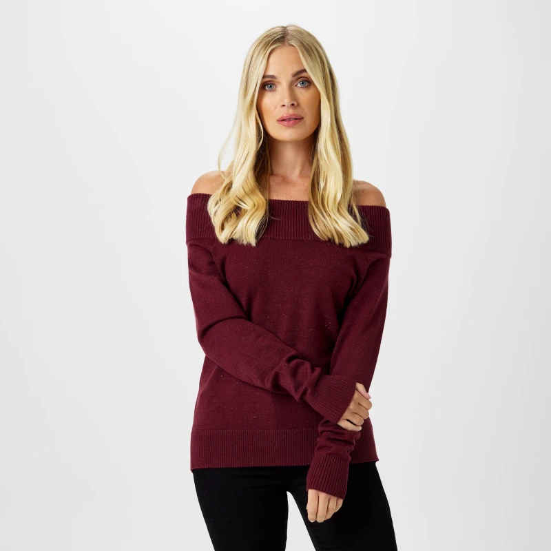 Image of Biba Biba Knitted Bardot Jumper - Red Red 10