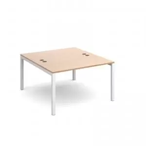 Image of Connex back to back desks 1200mm x 1600mm - white frame and beech top
