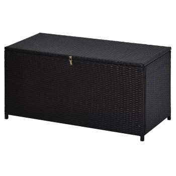 Image of Outsunny Rattan Storage Box Outdoor Indoor Wicker Cabinet Chest Garden Furniture 118 x 54 x 59cm - Dark Brown AOSOM UK
